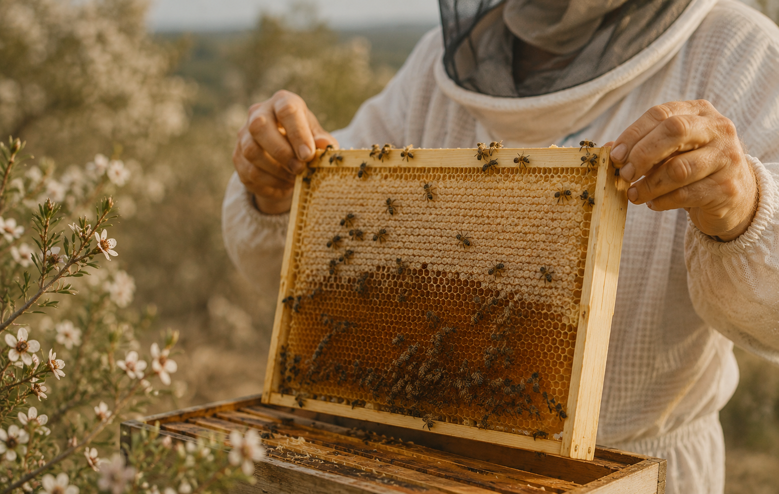 Honig mit einer hohen Konzentration an MGO und einer medizinischen Wirkung muss lange im Bienenstock reifen.